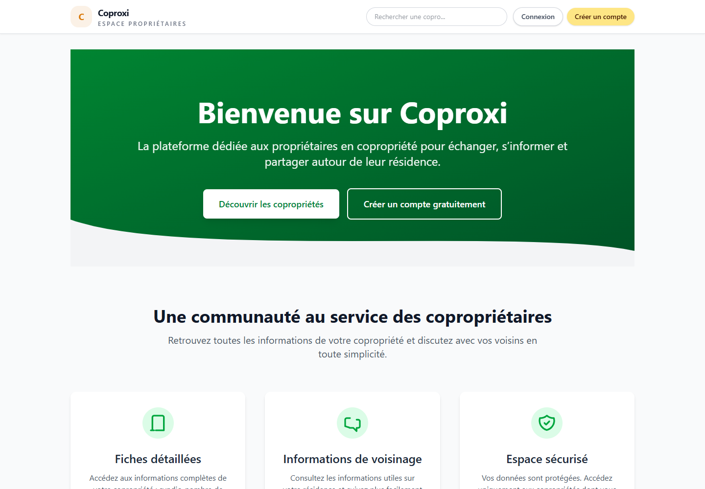 Aperçu illustré d'une plateforme métier structurée pour coproxi.com
