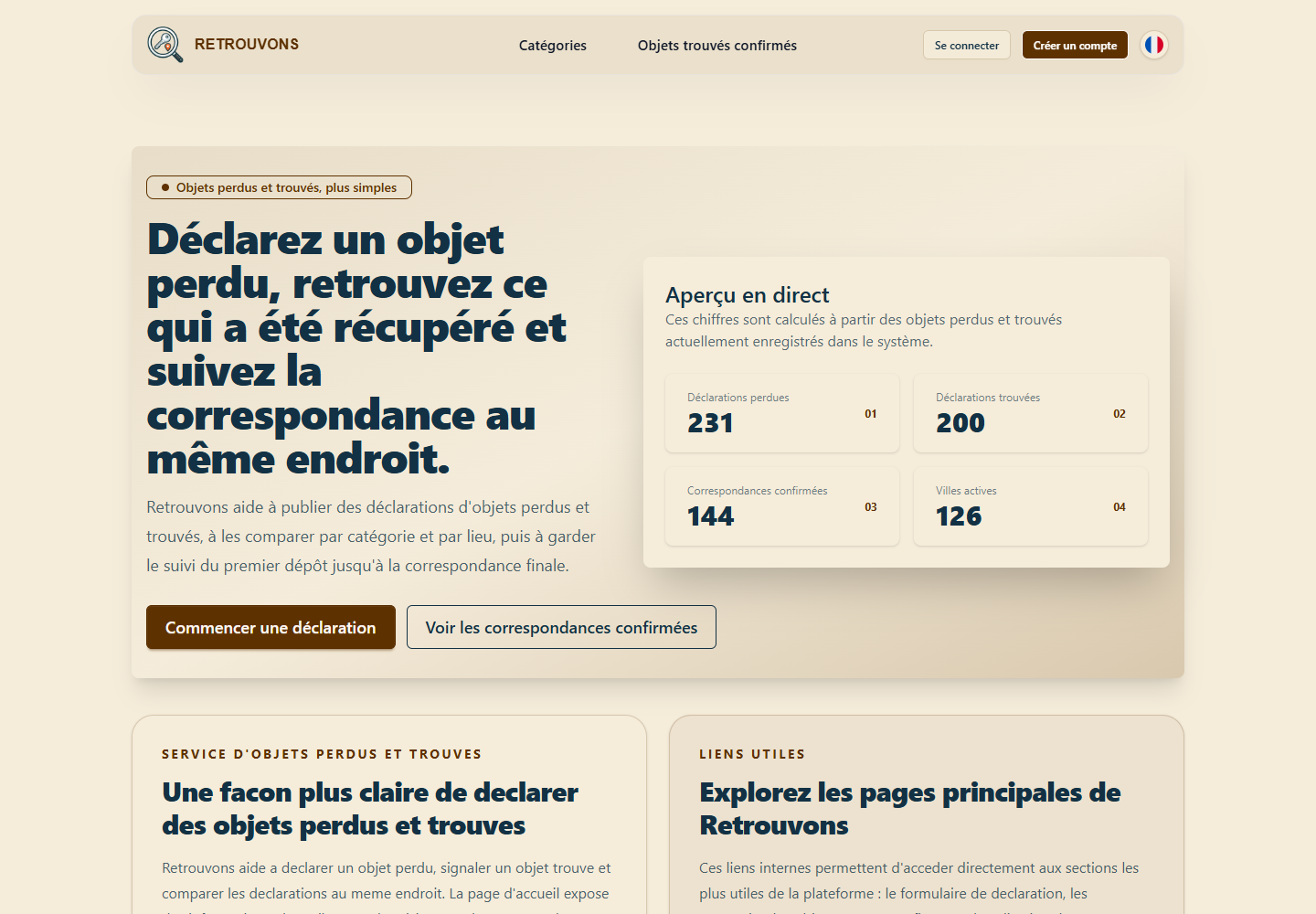 Aperçu illustré d'une plateforme web modernisée pour retrouvons.fr
