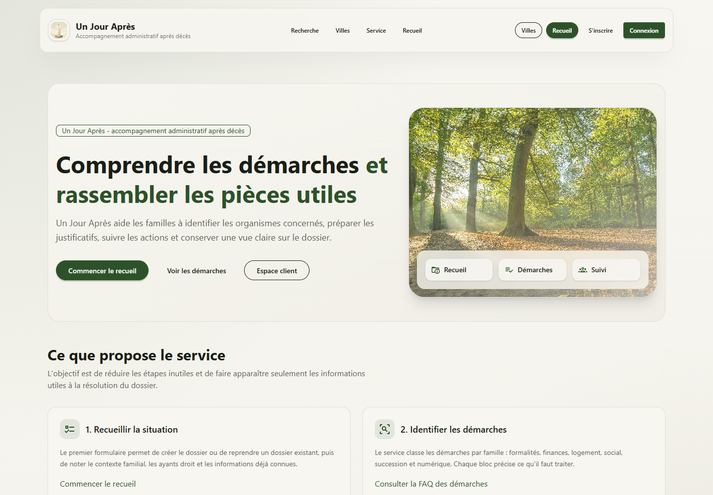 Aperçu illustré d'une expérience éditoriale web pour unjourapres.fr